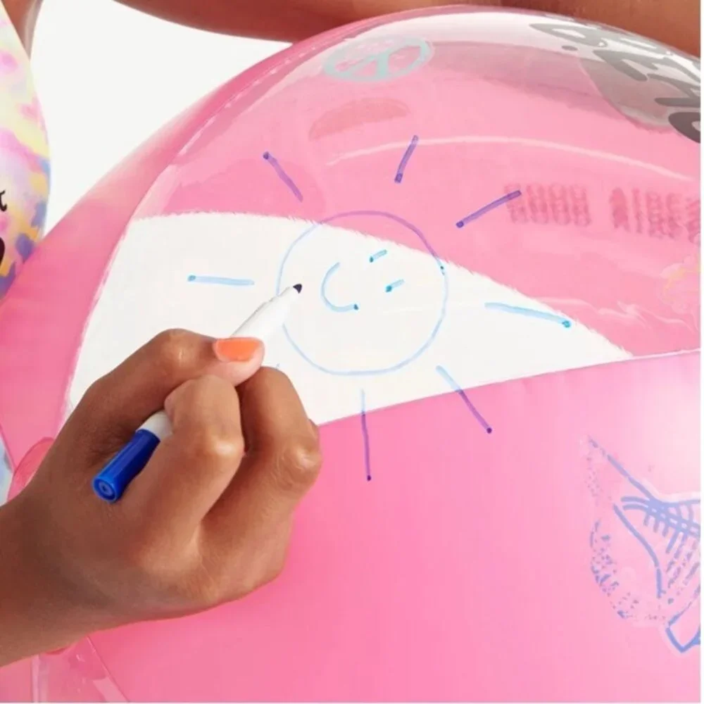 Justice Beach Inflatable Pink Beach Ball 18 Inches Decorate Your Ball NEW